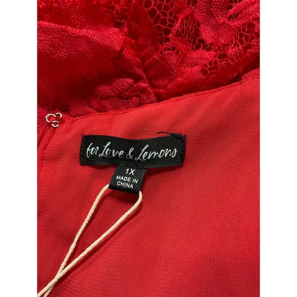 For Love & Lemons 'Della' Red Rosette Mini Dress Size 1X - NWT - Picture 4 of 5